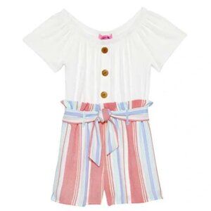 NEW Paper Doll One Piece Flutter Sleeve Ruffled Shorts Jumper Romper
